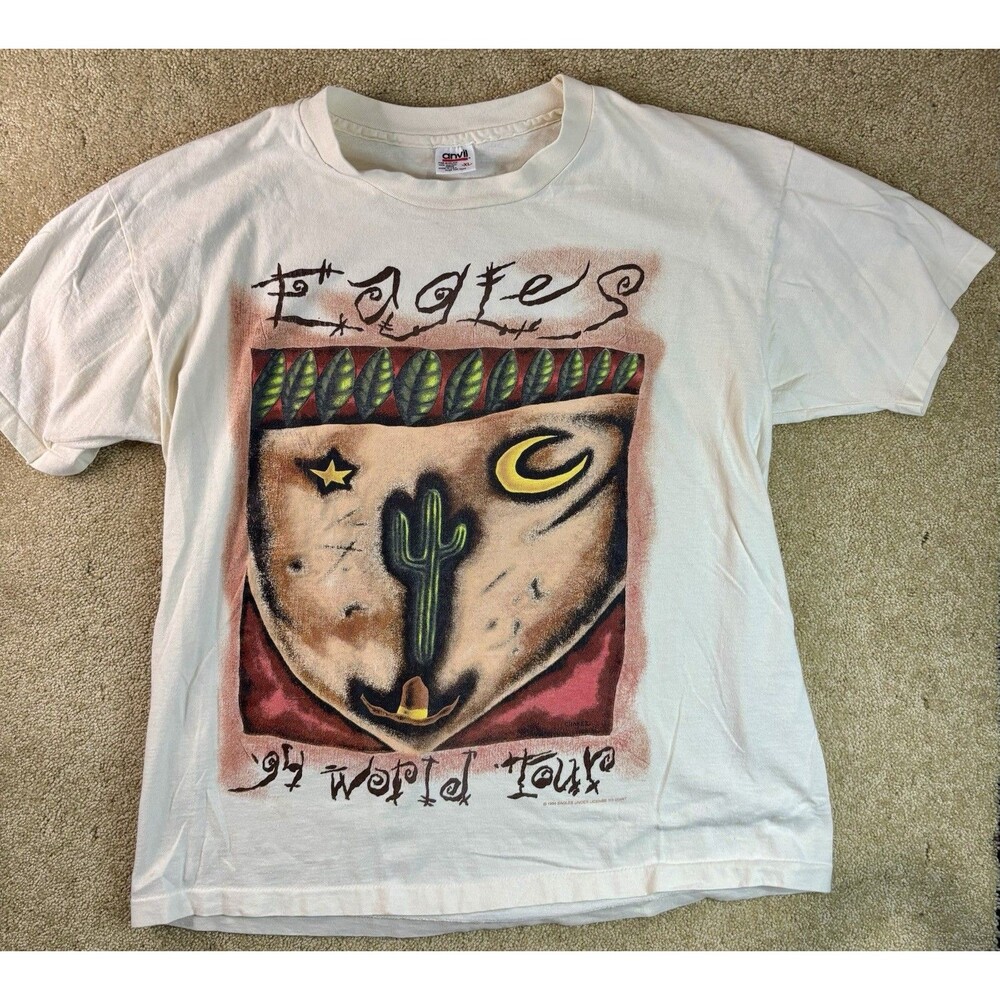 Vtg. Eagles Mens XL White Band 94 World Tour Anvil Tee T-Shirt 90s Single Stitch